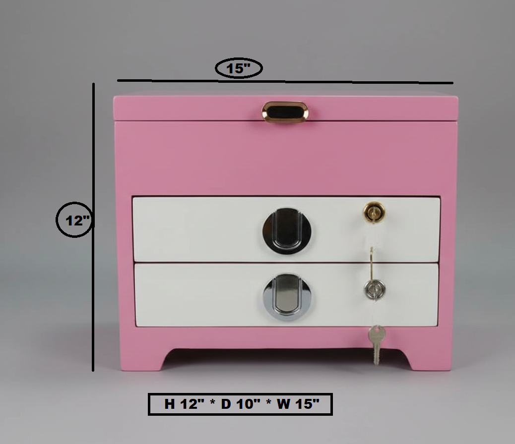 Adouer Wood Premium Solid Wood Jewellery Box with 2 Drawers & Mirror , Handcrafted Solidwood Keepsake Box