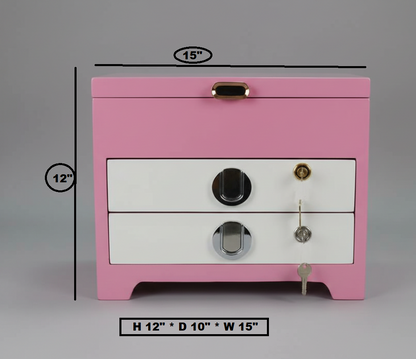 Adouer Wood Premium Solid Wood Jewellery Box with 2 Drawers & Mirror , Handcrafted Solidwood Keepsake Box