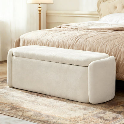 Nordic Solid Wood Storage Bench in Premium Upholstery