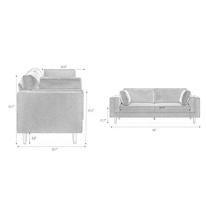 Durable Cotton Fabric 3 Seater Sofa with Sheesham Wood Frame