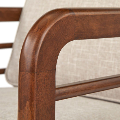 Sheesham Wood Frame Lounge Chair with Cotton Upholstery