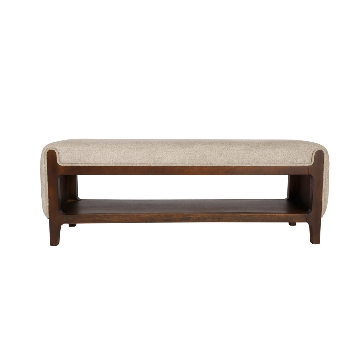 Adouer Wood Mid-Century Modern Solid Wood Bench with Premium Polyester Upholstery