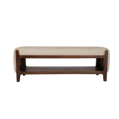 Adouer Wood Mid-Century Modern Solid Wood Bench with Premium Polyester Upholstery