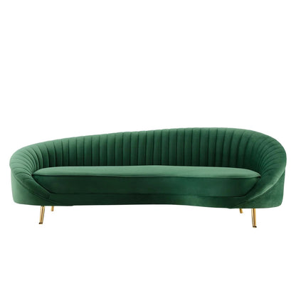 Acacia & Ash Velvet Channel Tufted 3 Seater Sofa
