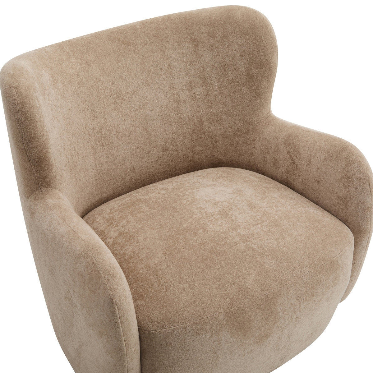 Modern Curved Velvet Wingback Chair with Solid Acacia Wood Frame