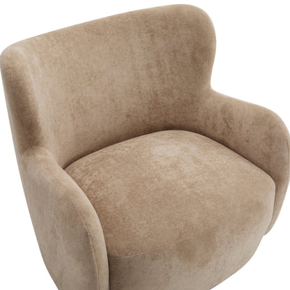 Modern Curved Velvet Wingback Chair with Solid Acacia Wood Frame