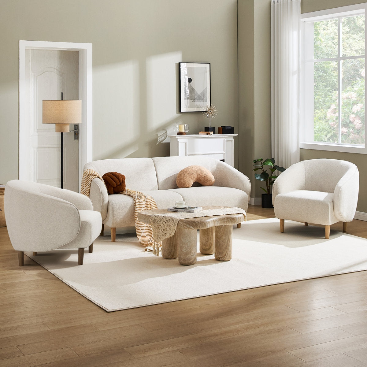 Curvaceous Comfort: Solid Wood & Jute Sofa Collection