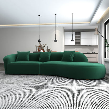 Emerald Velvet Curved Sectional 5 Seater Sofa with Solid Wood Frame
