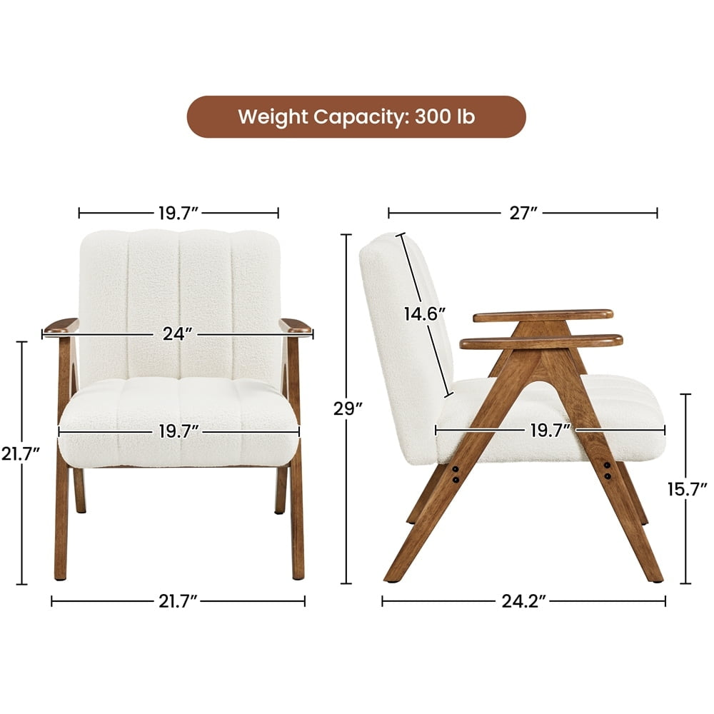 Cozy Channel Tufted Boucle Armchair with Wooden Frame