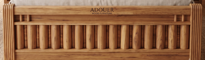 ADOUER WOOD Natural Finish Luxury Double Bed for Bedroom