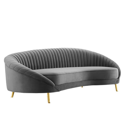 Acacia & Ash Velvet Channel Tufted 3 Seater Sofa