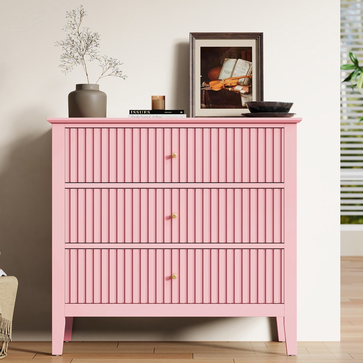 Solid Wood 3-Drawer Kids Dresser – Contemporary Nursery Chest of Drawers for Clothes & Toys – Durable Handcrafted Children's Storage Furniture