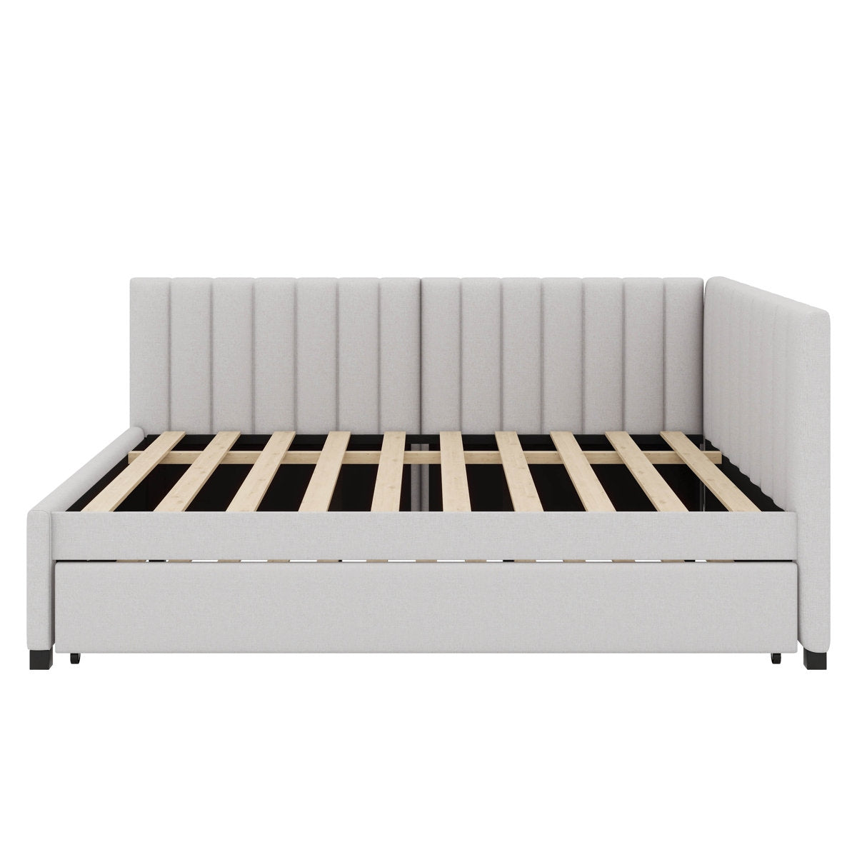 The Modern Sophisticate: Vertical Channel Tufted Solid Wood Daybed with Hidden