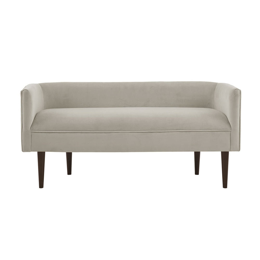 Modern Velvet End-of-Bed Bench with Sheesham Wood Frame