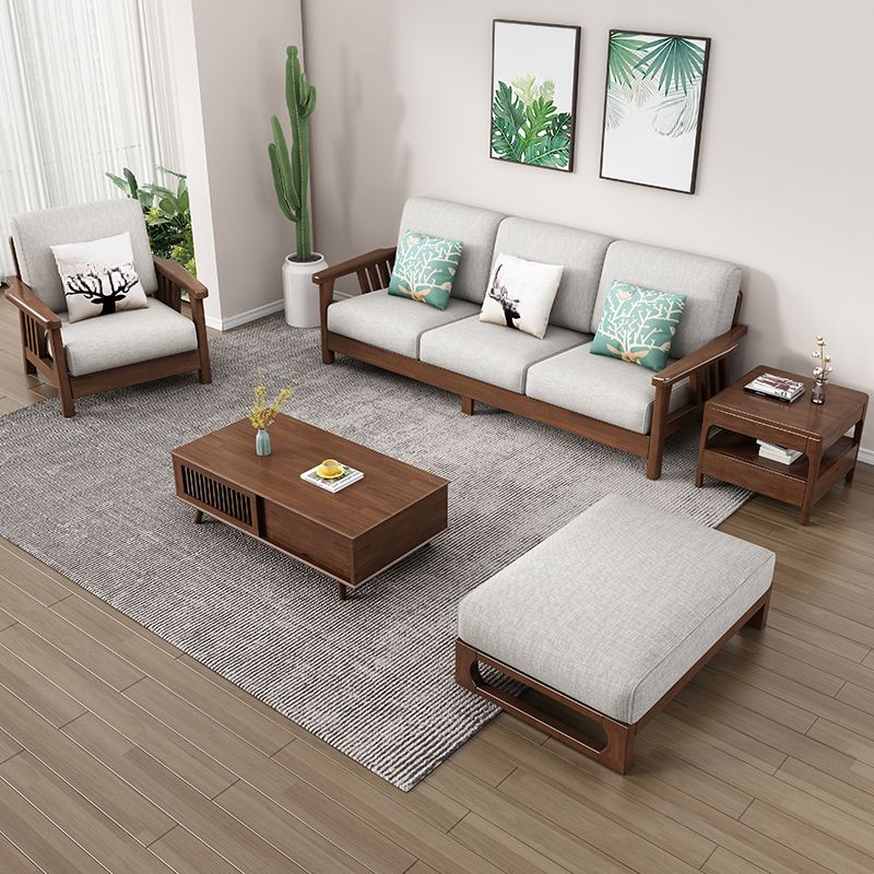 Solid Sheesham Wood Sofa Set with Cotton Cushions