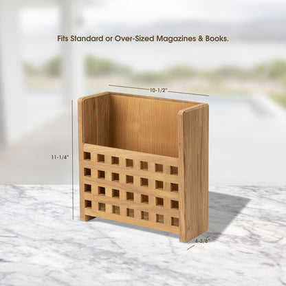 Geometric Grid Solid Wood Wall Rack for Magazines and Records