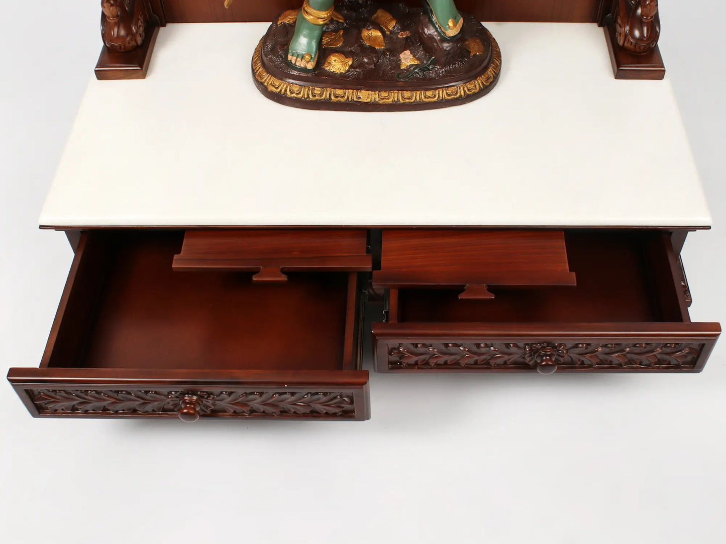 Premium Walnut Finish Sheesham Wood Pooja Mandir with Majestic Arch Design