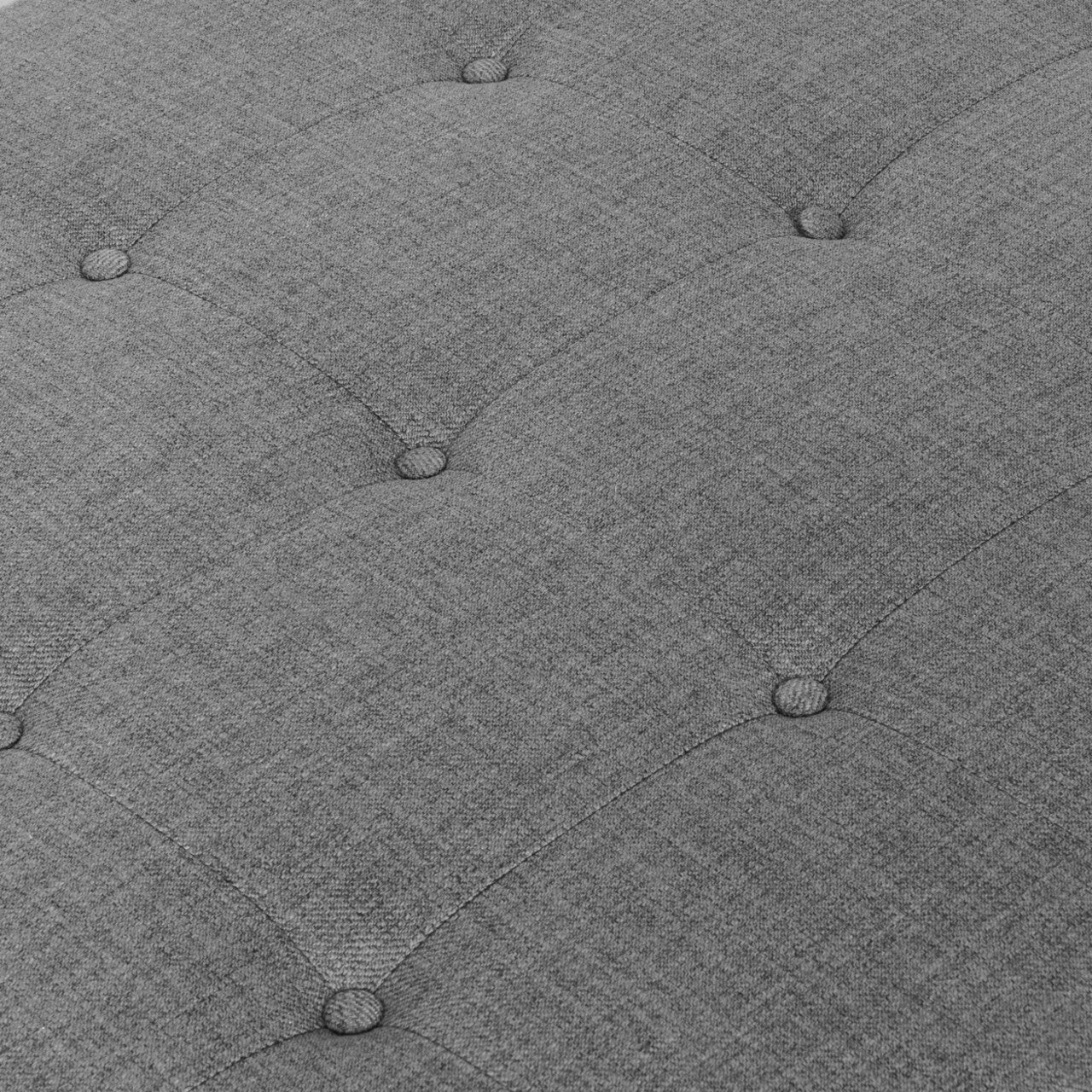 Grey Cotton Chaise Lounger Bench - Acacia Wood