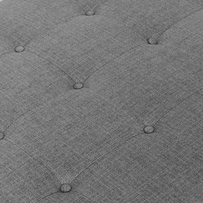 Grey Cotton Chaise Lounger Bench - Acacia Wood