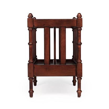 Vintage Spindle Series: Solid Wood Magazine Rack in Rich Walnut Finish