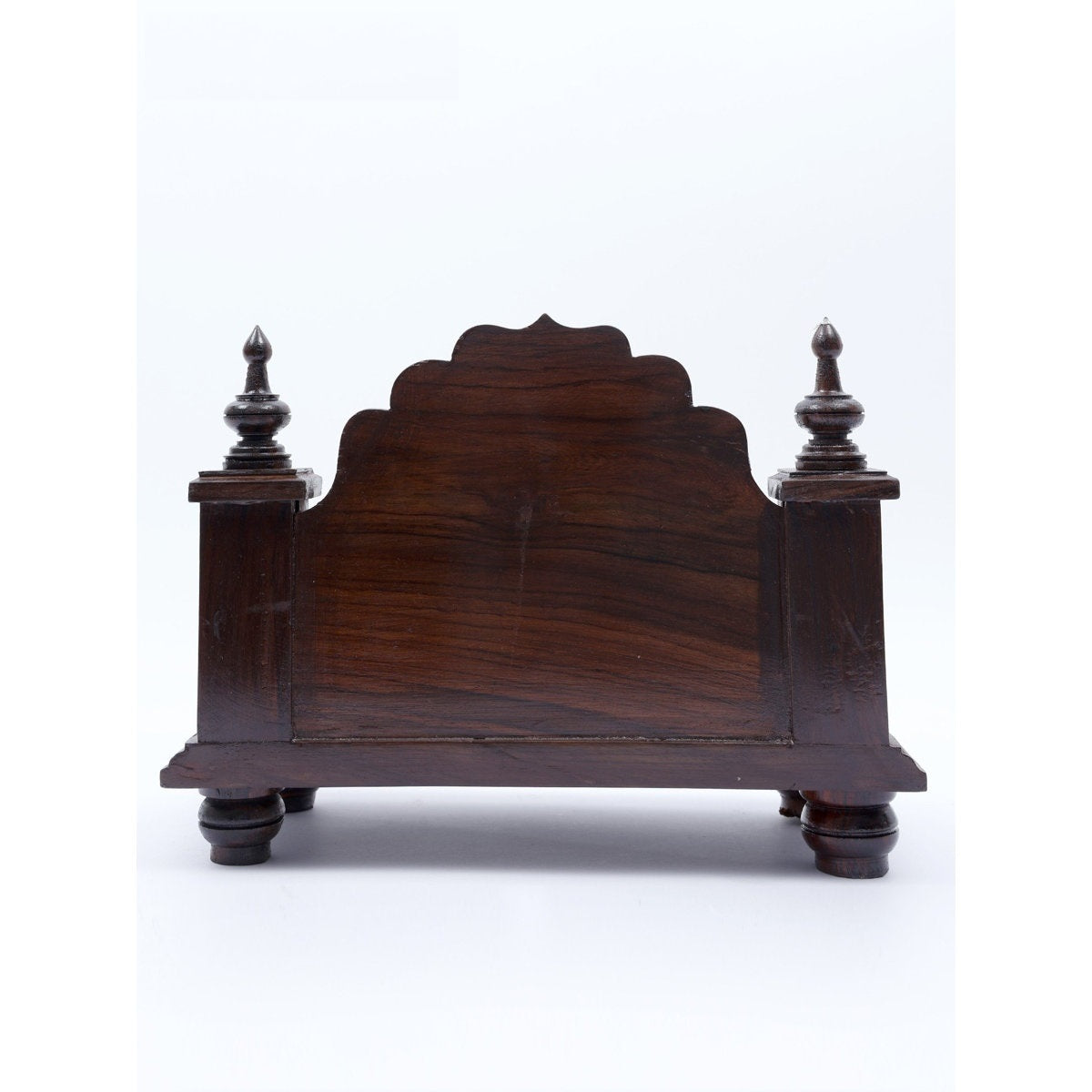 Sheesham Wood Pooja Mandir with Flower Design in Elegant Walnut Finish