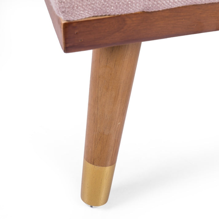 Retro Blush Pink Chaise Lounger with Acacia Accents