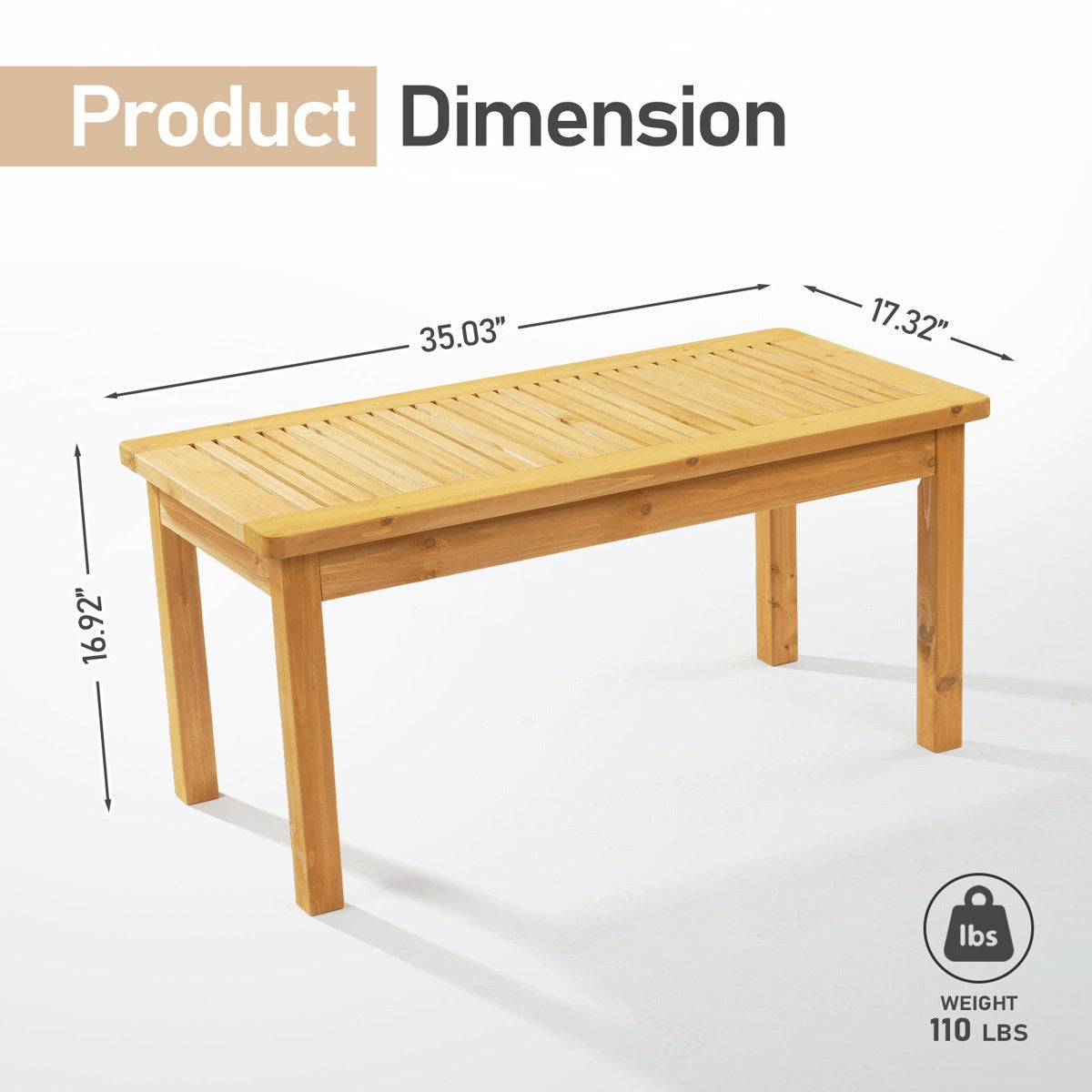 ADOUER WOOD Weather-Resistant Timber Garden Table with Slatted Top with Exterior PU Finish