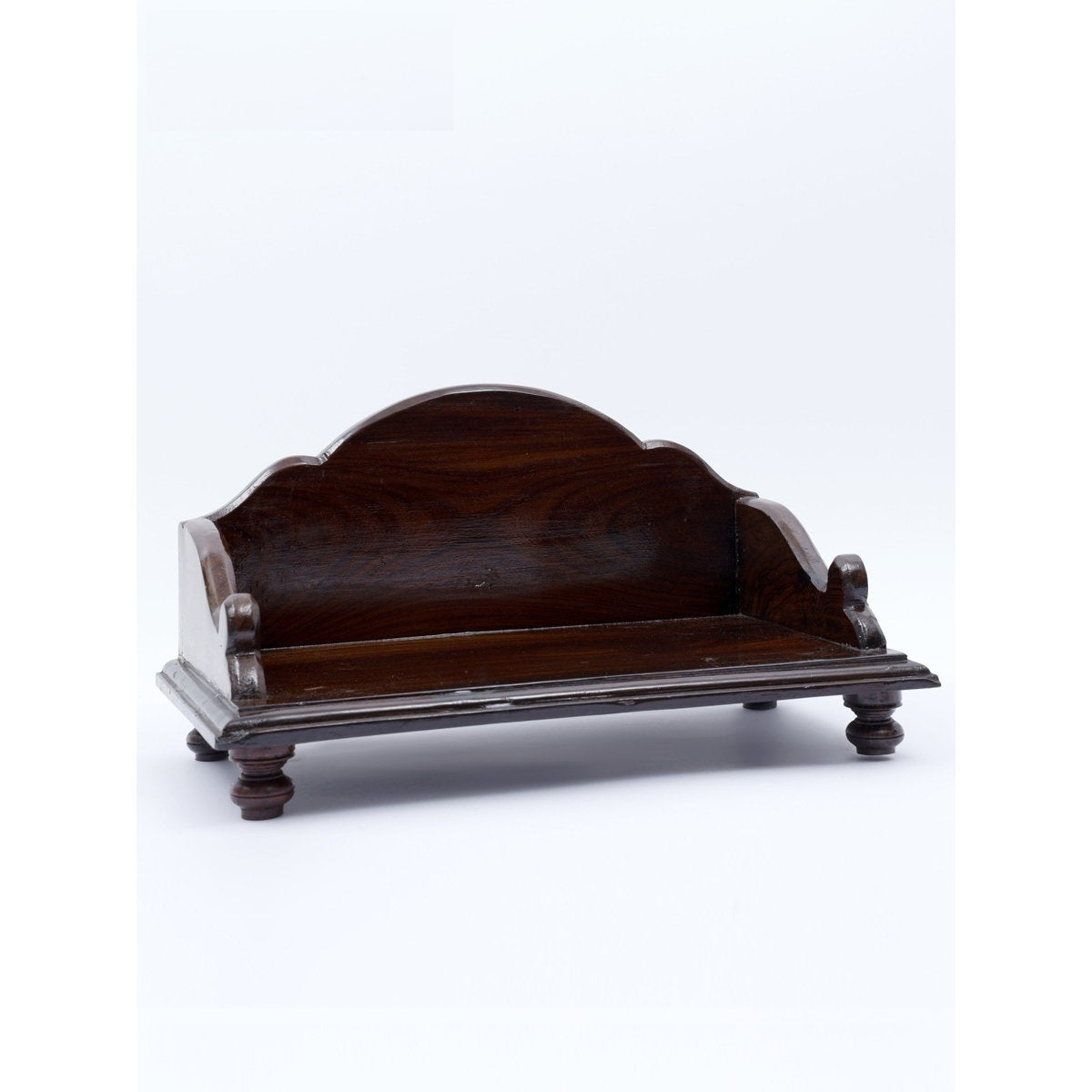 Minimalistic Sheesham Wood Home Temple with Arched Back Panel – Walnut Finish