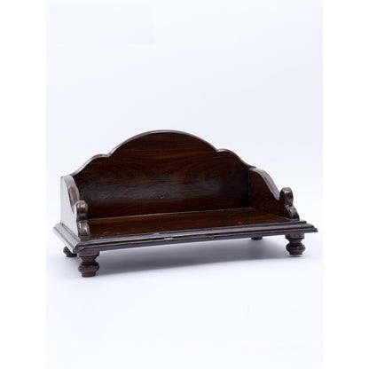 Minimalistic Sheesham Wood Home Temple with Arched Back Panel – Walnut Finish