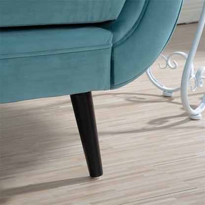 Aqua Velvet S-Shape Daybed with Solid Sheesham Wood Legs