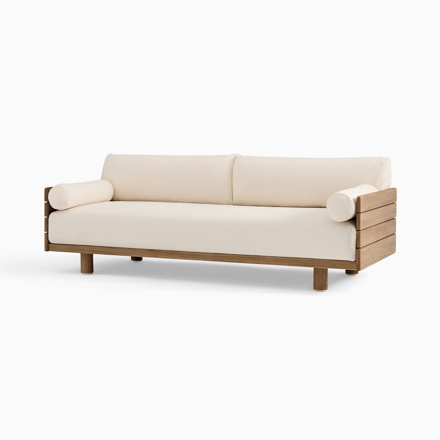 Adouer Wood Acacia Frame 3 Seater Sofa in Natural Finish – Minimalist Charm with Modern Comfort
