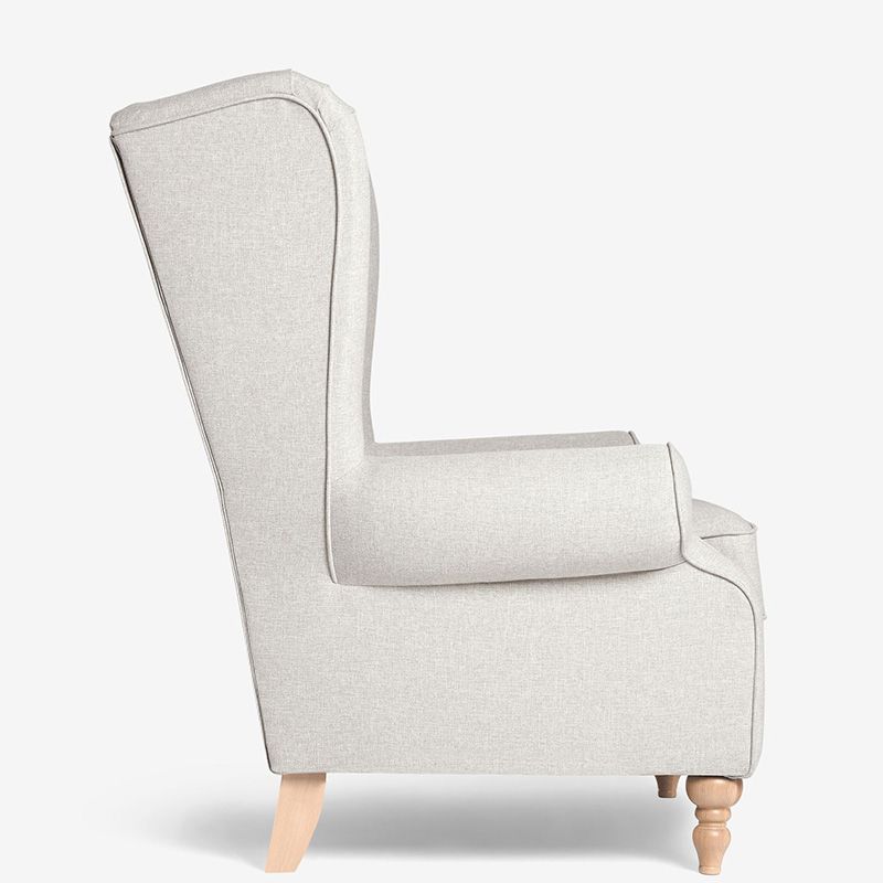 ADOUER WOOD Solid Wood Leg & Frame With Cotton Fabric Wingback Chair