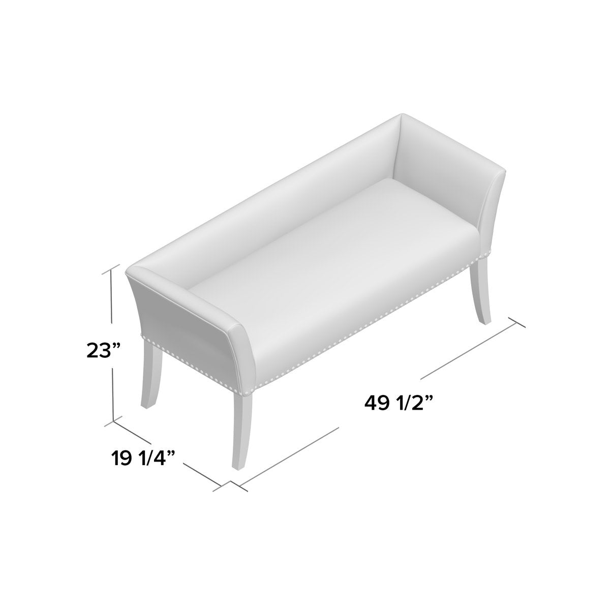 Adouer Wood Solid Sheesham Upholstered Bed Bench with Nailhead Trim