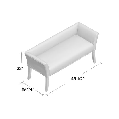 Adouer Wood Solid Sheesham Upholstered Bed Bench with Nailhead Trim