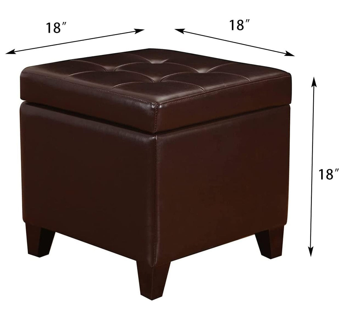 Functional Brown Faux Leather Cube Footrest