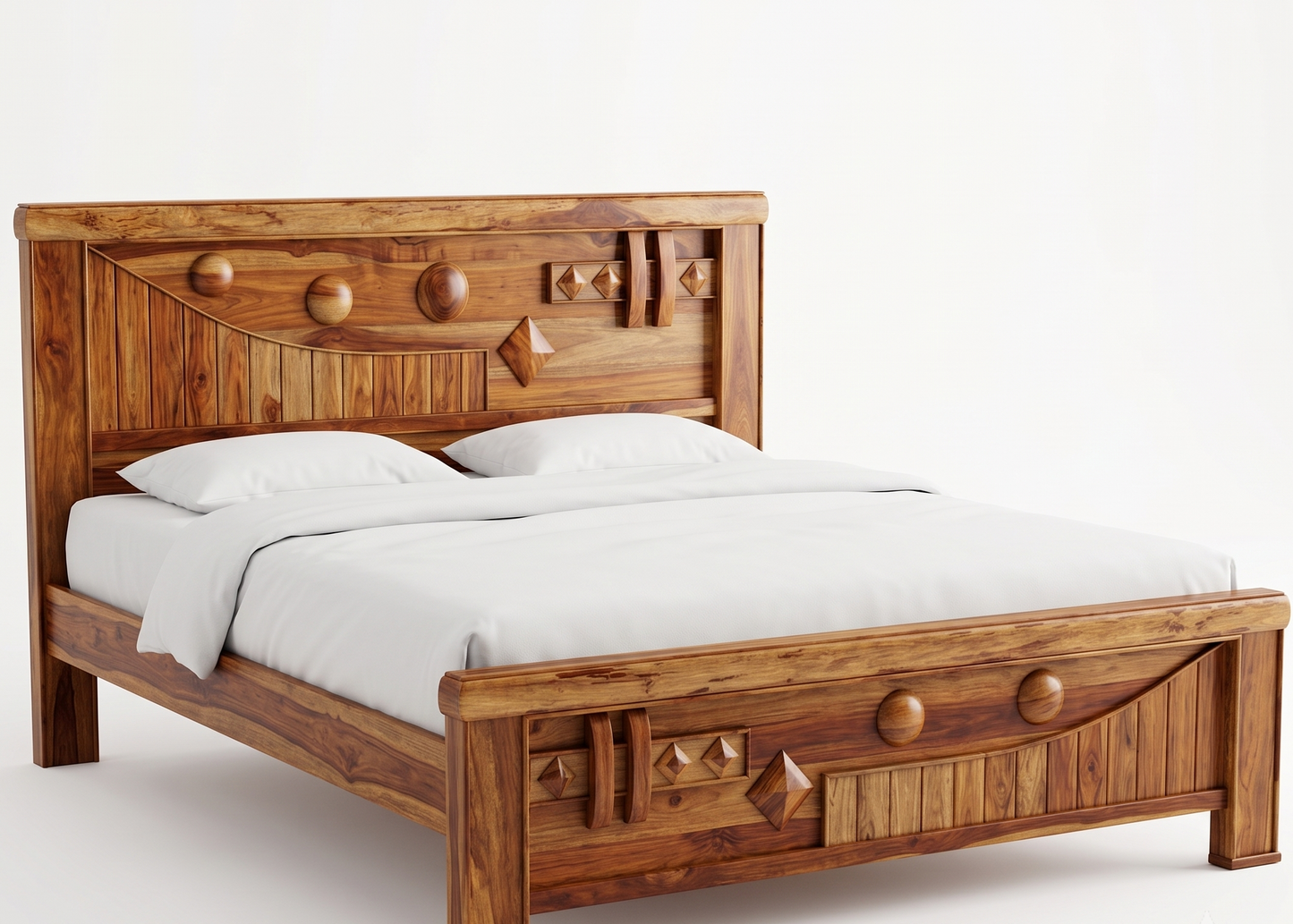 Heavy-Duty Wooden Double Bed by Adouer Wood