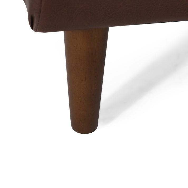 Versatile Sheesham Wood Chaise Lounger Leather Sofa for Entryway or Living Room