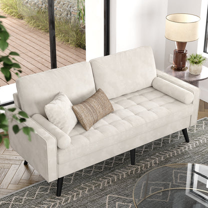 Modern Tufted Velvet 3 Seater Sofa with Solid Wood Base
