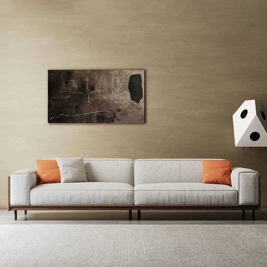 Adouer Wood 102'' Square Arms Compliant Solid Wood Frame Cotton Fabric 4 Seater Sofa