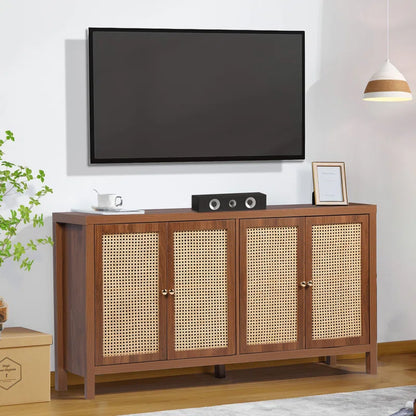 ADOUER WOOD Solid Sheehsam Wood Multi Use Adjustable Shelf Sideboard