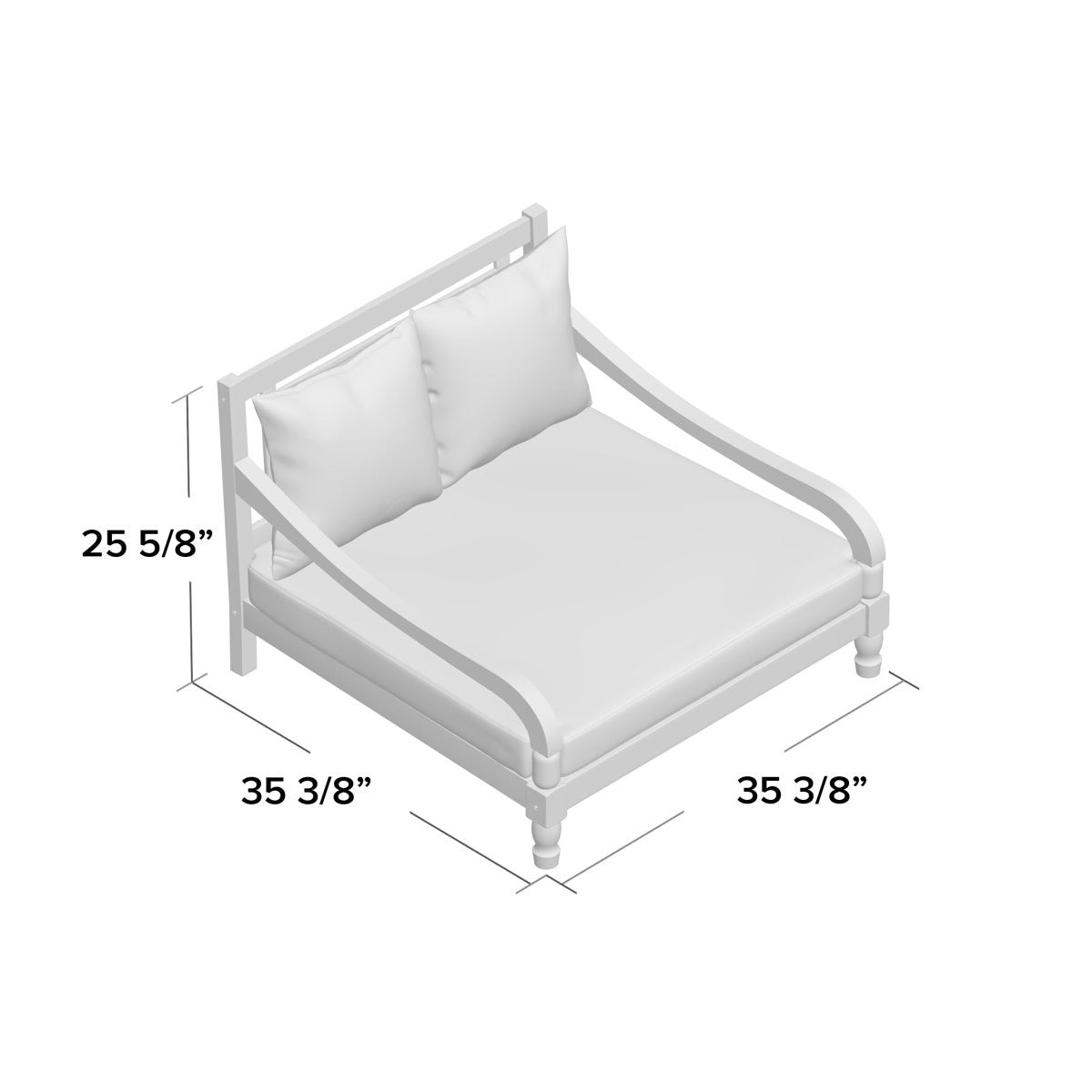 ADOUER WOOD Solid Wood Double Daybed Chaise Lounge with 2 Cushions – Handcrafted 2-Seater Outdoor & Indoor Settee
