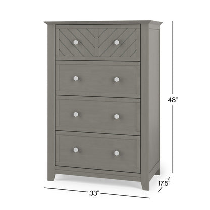 ADOUER WOOD Slate Gray Wood Tallboy Dresser for Nursery and Children’s Bedroom