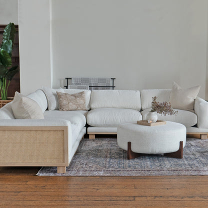 Adouer Wood Acacia Frame Velvet Upholstered Sectional 6 Sofa – Elegant Modern Comfort