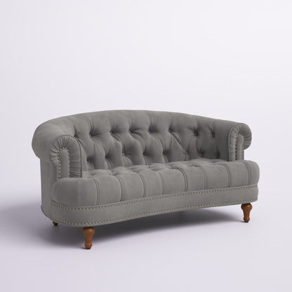 ADOUER WOOD Solid Wood Frame Upholstered Tufted Back 3 Seater Sofa With Backrest