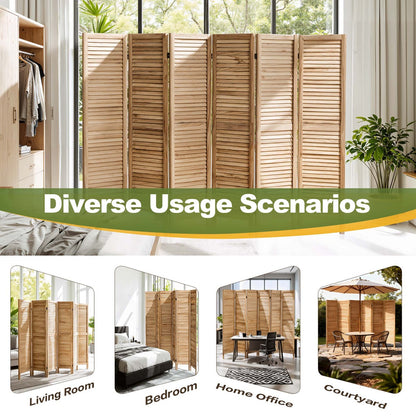 ADOUER WOOD 6-Panel Louvered Solid Wood Room Divider – Natural Ash Finish