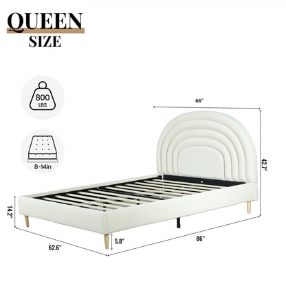 The Luna Rainbow Channel-Tufted Velvet Bed – Solid Wood Frame