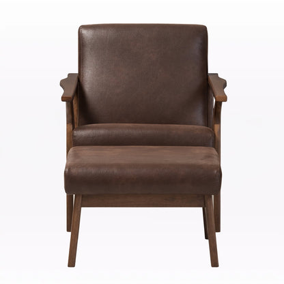 Relaxing Sheesham Wood Lounge Chair with Matching Footstool