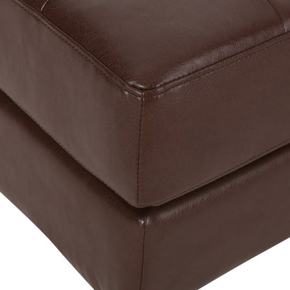 Versatile Sheesham Wood Chaise Lounger Leather Sofa for Entryway or Living Room