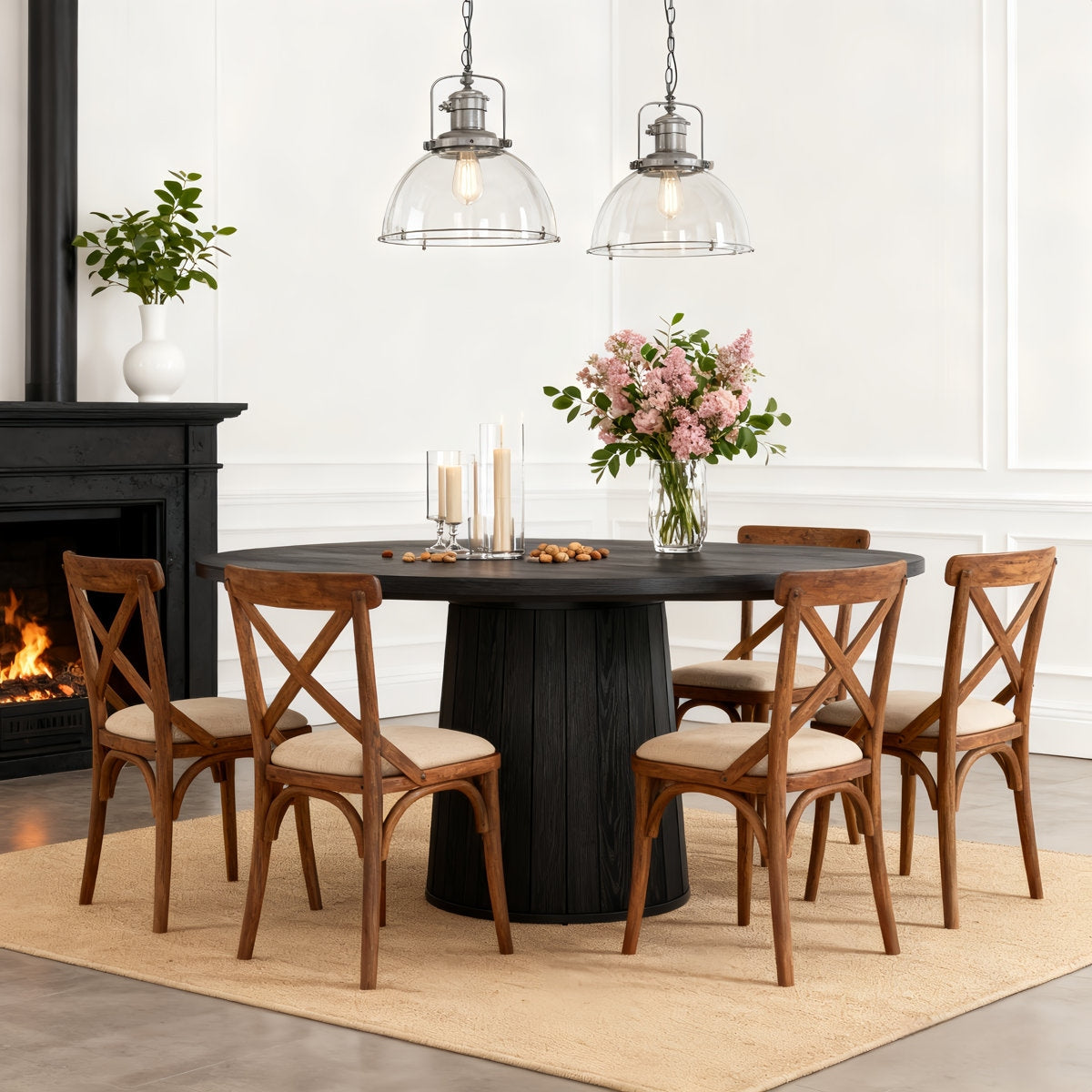 The Rowan Ribbed Pedestal Solid Wood Dining Table