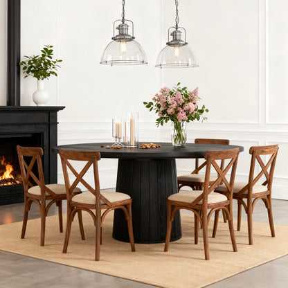 The Rowan Ribbed Pedestal Solid Wood Dining Table